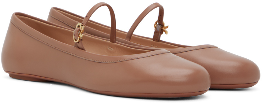 Gianvito Rossi Carla Leather Ballerina Shoes In Pink