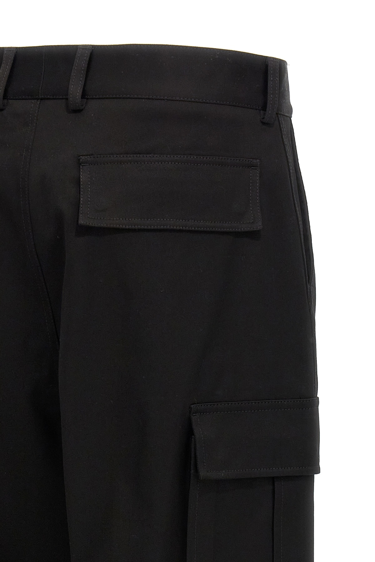 Dolce & Gabbana Single-pleated Cargo Pants With Embroidered Monogram In Black