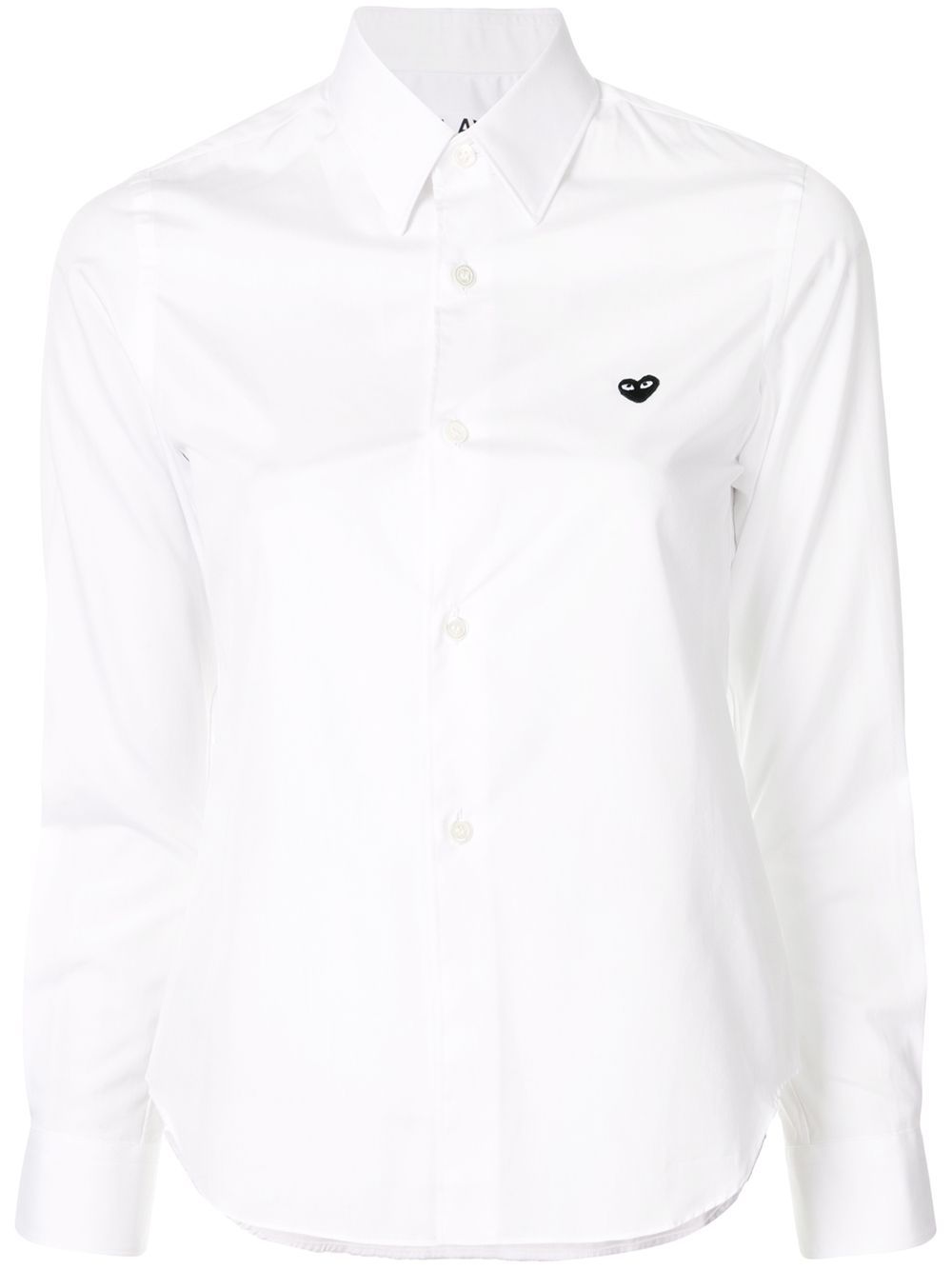 Comme Des Garçons Play Logo Embroidered Plain Shirt In White