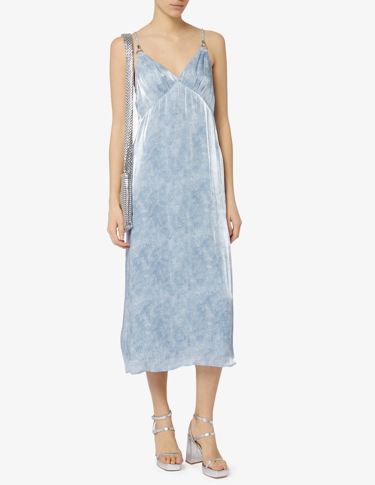 Shop Michael Michael Kors Floral-print Slip Midi Dress In Blue