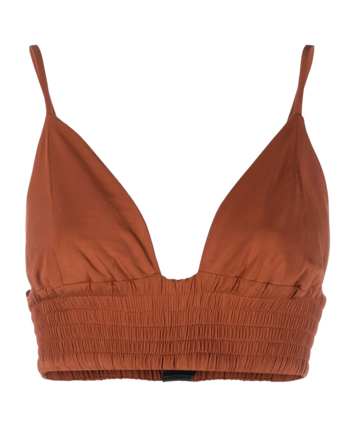 Federica Tosi Triangle-cup Shirred Top In Chestnut Brown