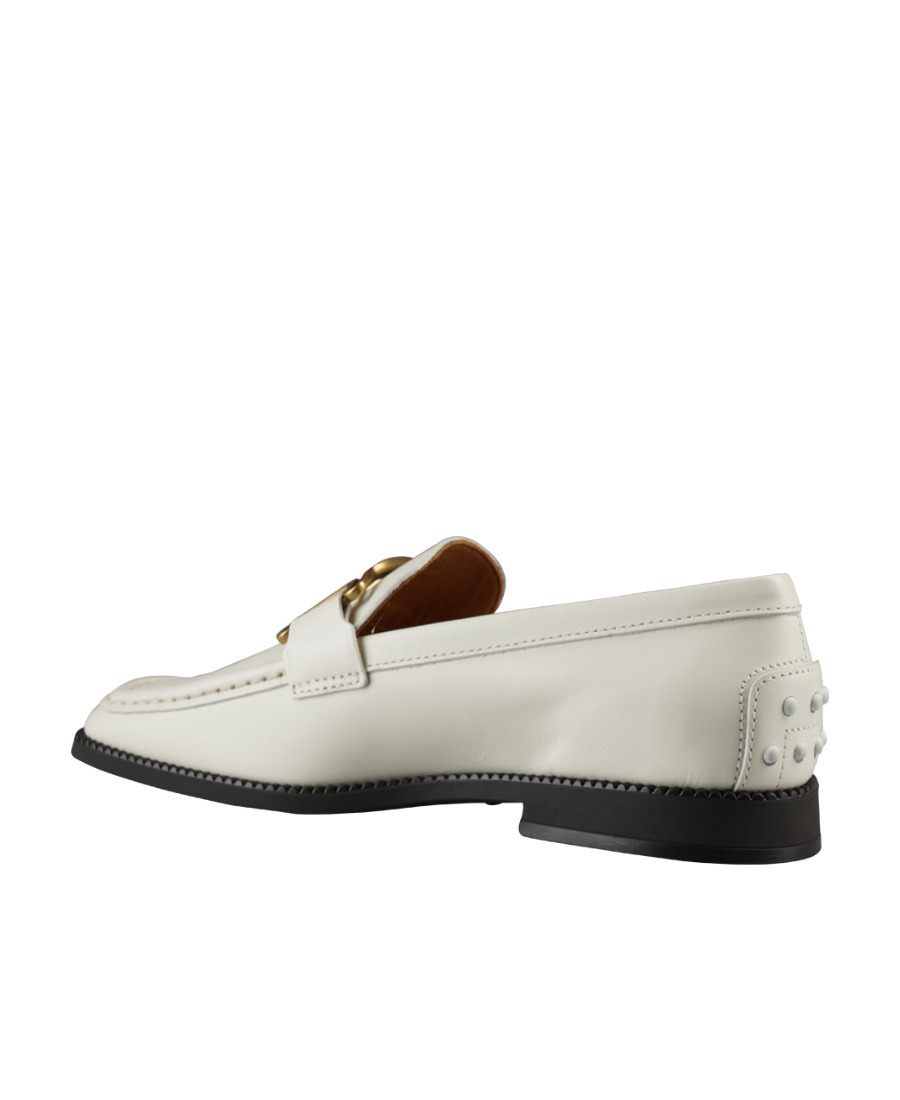 Tod's Leather Chain-link Detail Loafers In White