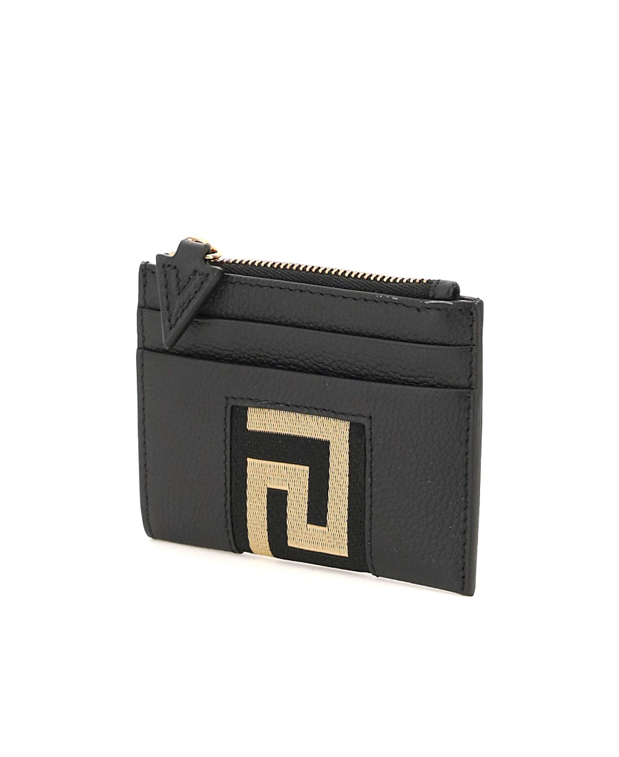 Versace La Greca Detail Cardholder In Black