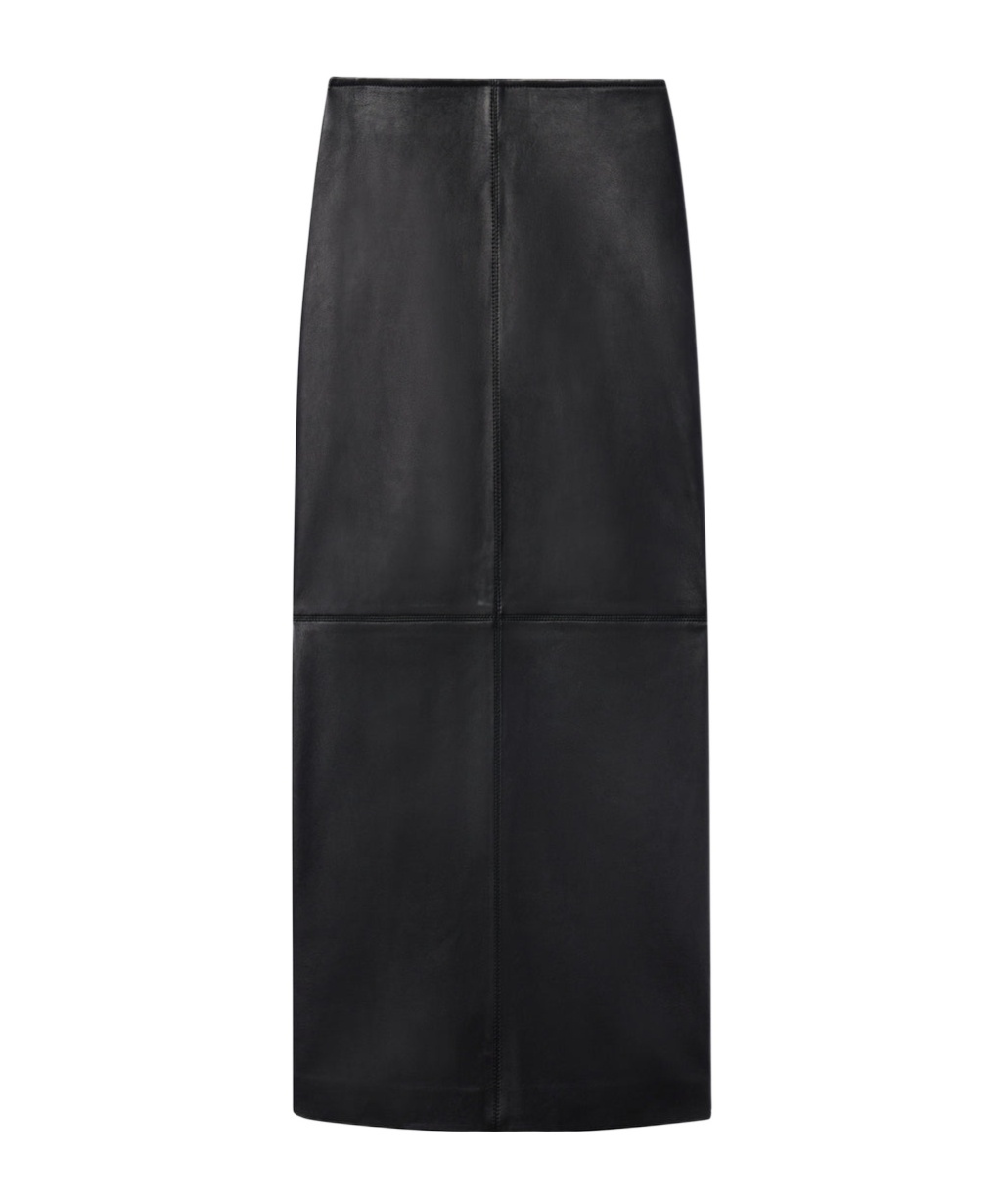 A.l.c A. L.c. Marta Leather Midi Skirt In Black