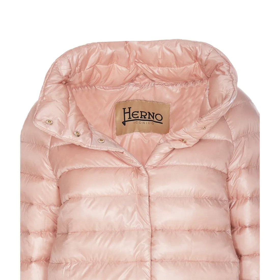 Herno Funnel Neck Straight Hem Down Jacket In Pink