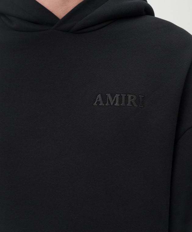 Amiri Black Hoodie With Fixed Hood And Logo Lettering On Front And Rear