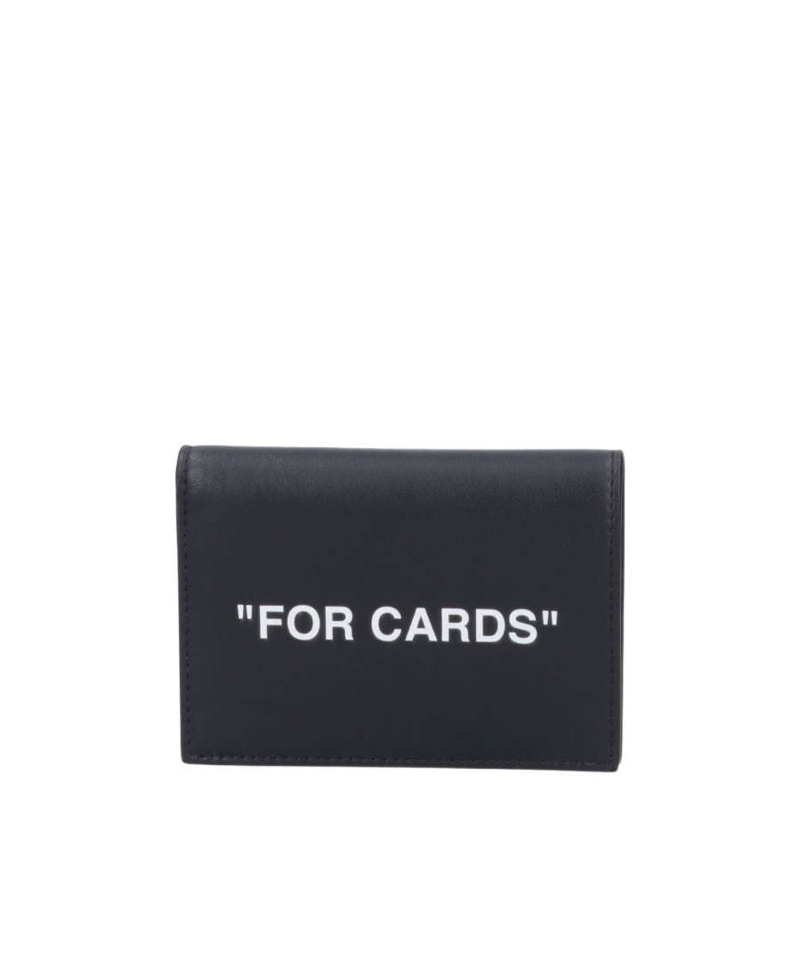 Off-white Slogan Leather Card Holder In Black