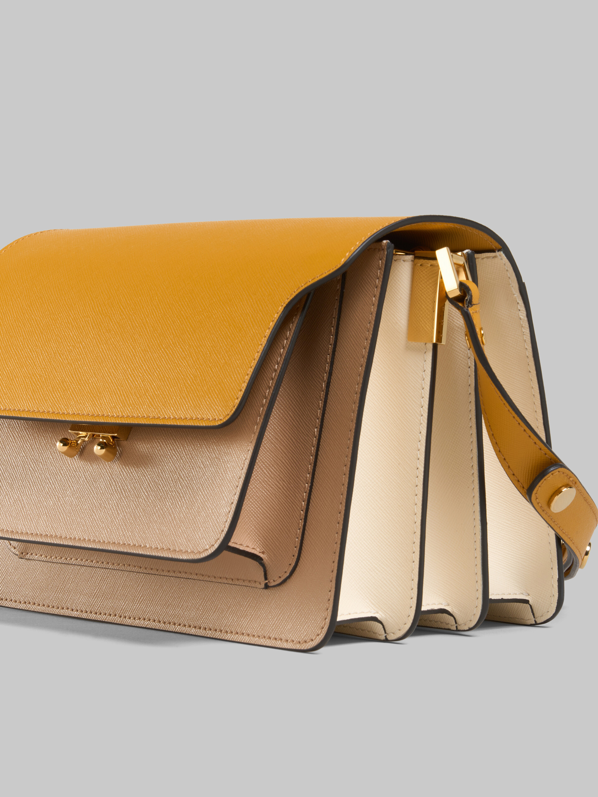 Marni Trunk Leather Shoulder Bag In Yellow