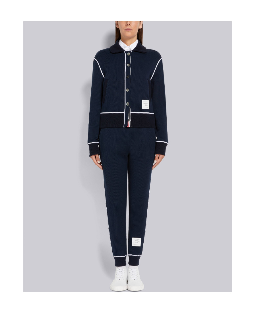 Thom Browne Contrast-trim Track Pants In Black