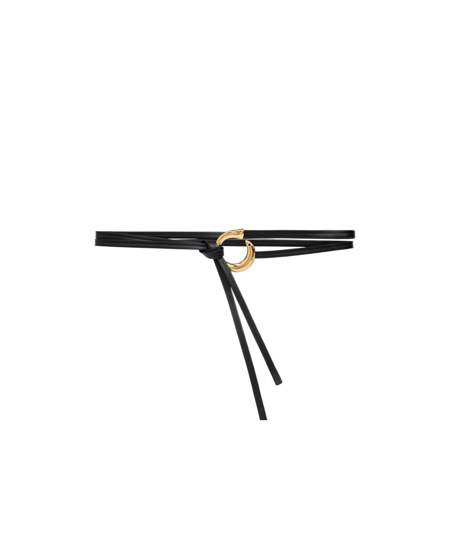 Bottega Veneta Cintura Leather Wrap Belt In Black