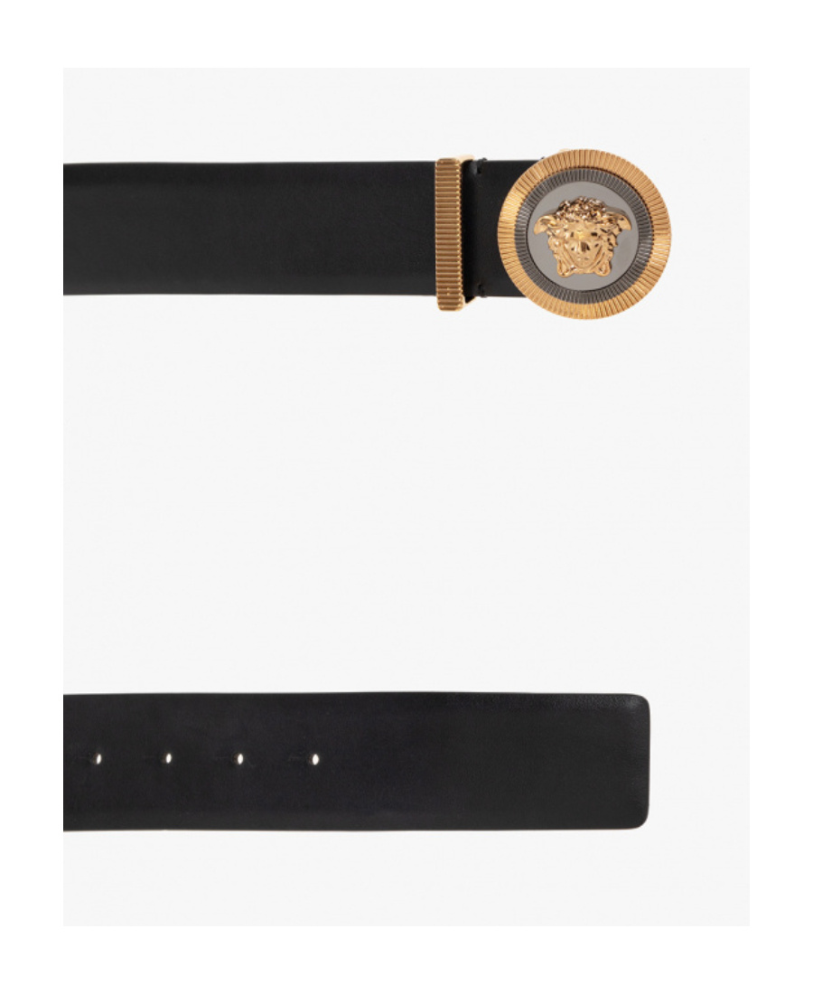 Versace Medusa Plaque Logo Buckle Belt In Black