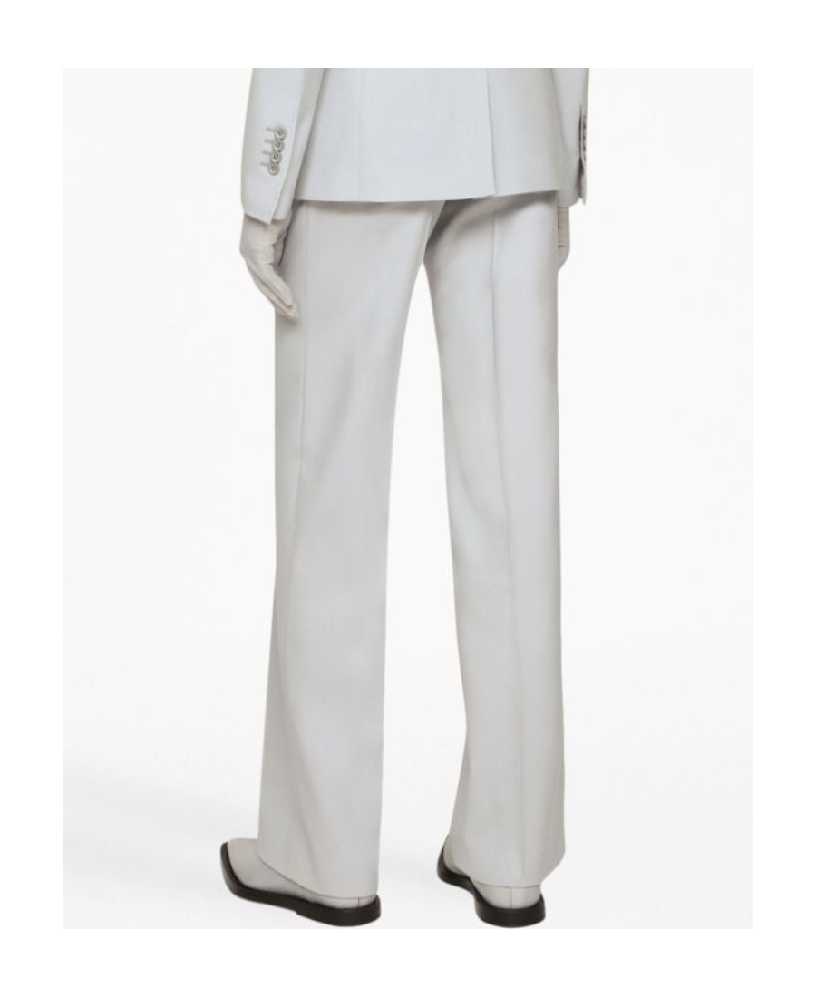 Dolce & Gabbana Stretch Wool Twill Pants With Straight Leg In White