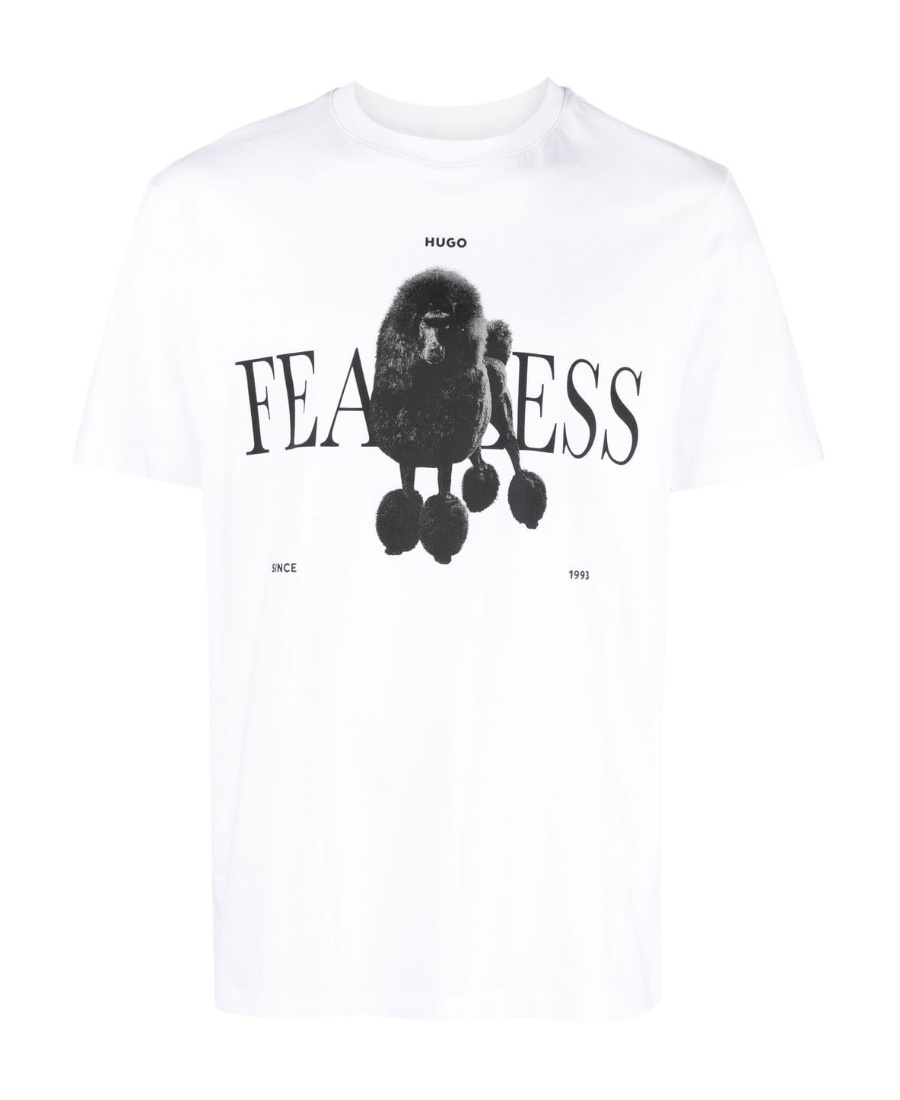 Hugo Boss Slogan-print Short-sleeve T-shirt In White