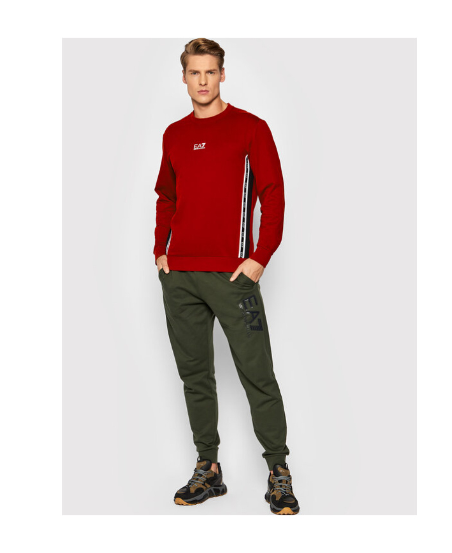 Shop Ea7 Logo Printed Hoodie In Red