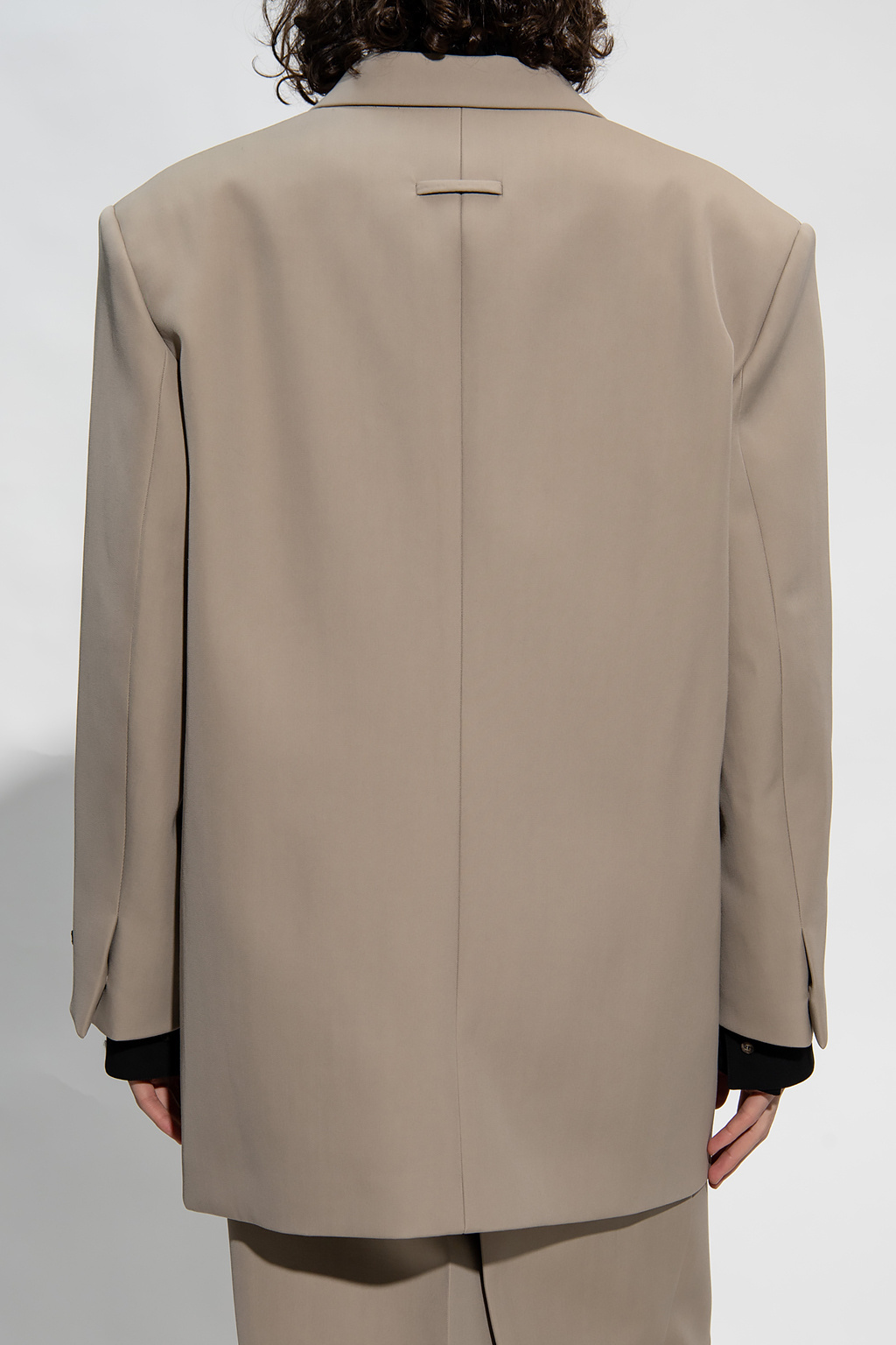 Fear Of God Mens Dusty Beige Brand-patch Double-breasted Relaxed-fit Wool Blazer In Nude