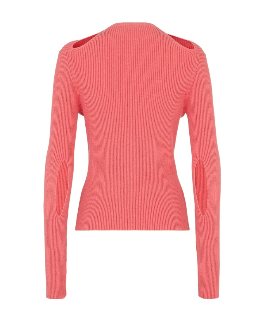 Fendi Ribbed-knit Cotton-blend Cardigan In Pink