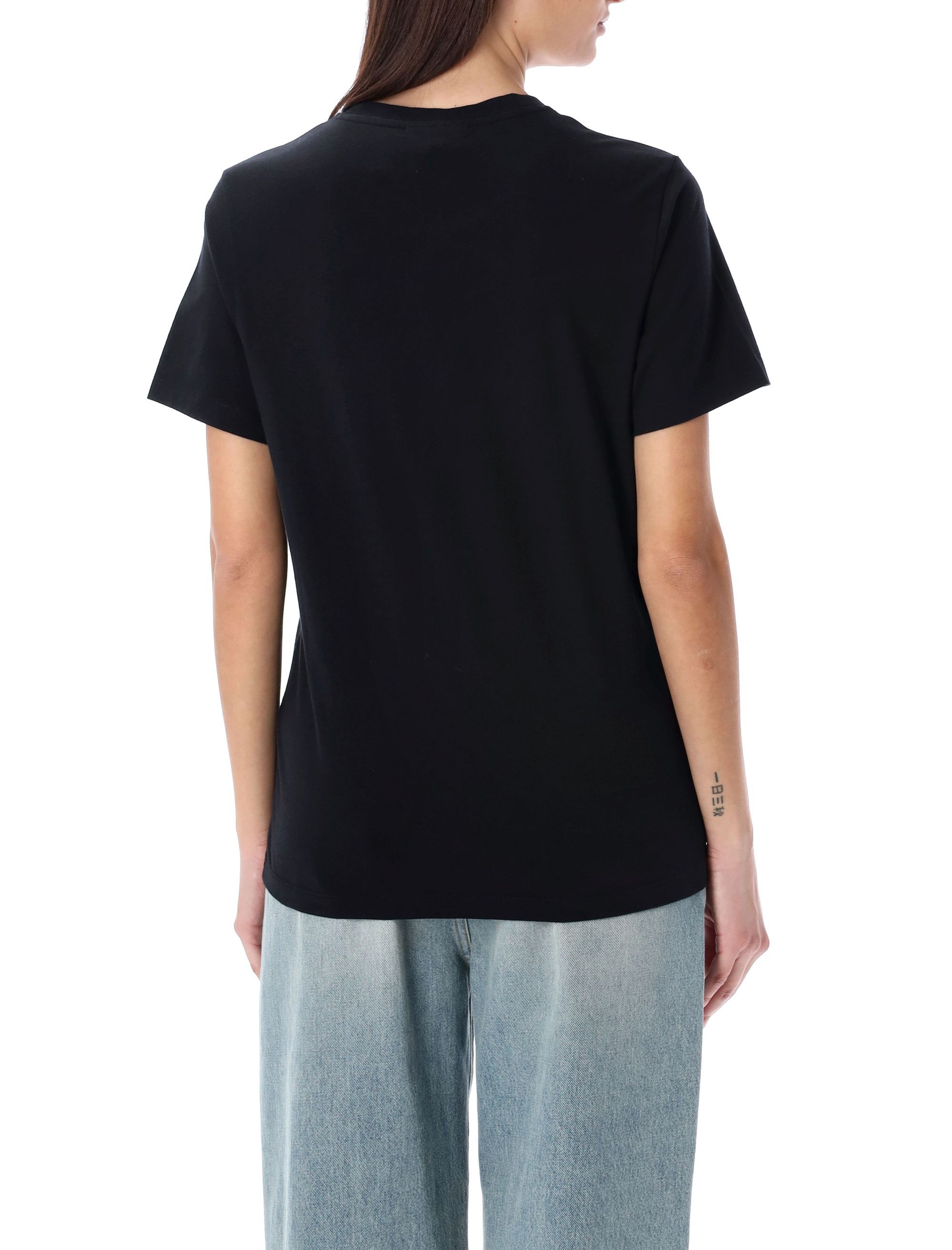 Maison Kitsuné Black Crewneck T-shirt With Baby Fox Logo Patch On The Front In Cotton Woman In Black