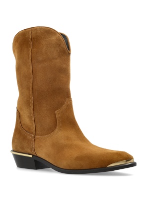 Isabel Marant Metallic-toe Slip-on Cowboy Boots In Brown