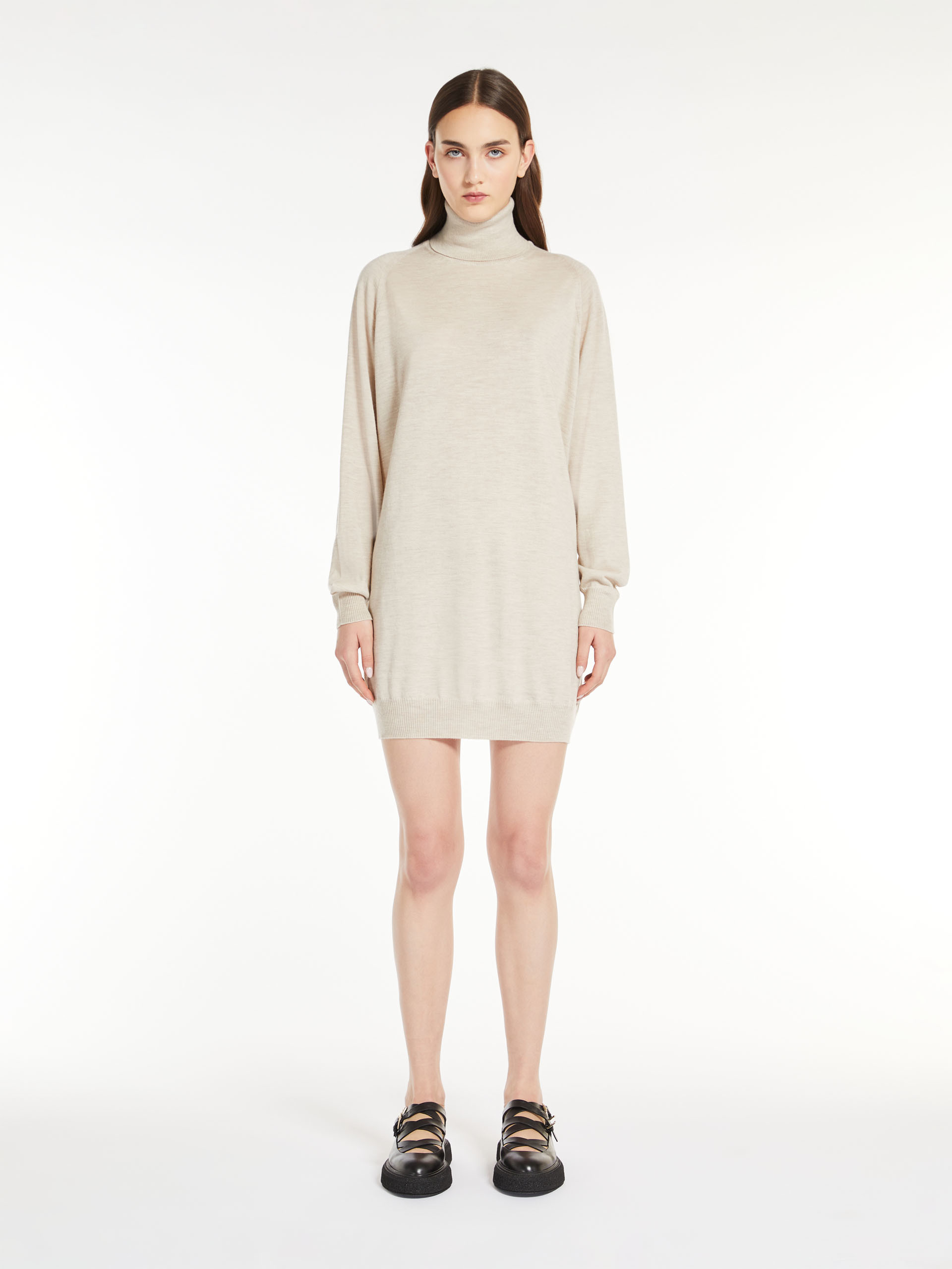Max Mara Leisure Angelo Wool-blend Turtleneck Sweater In Nude