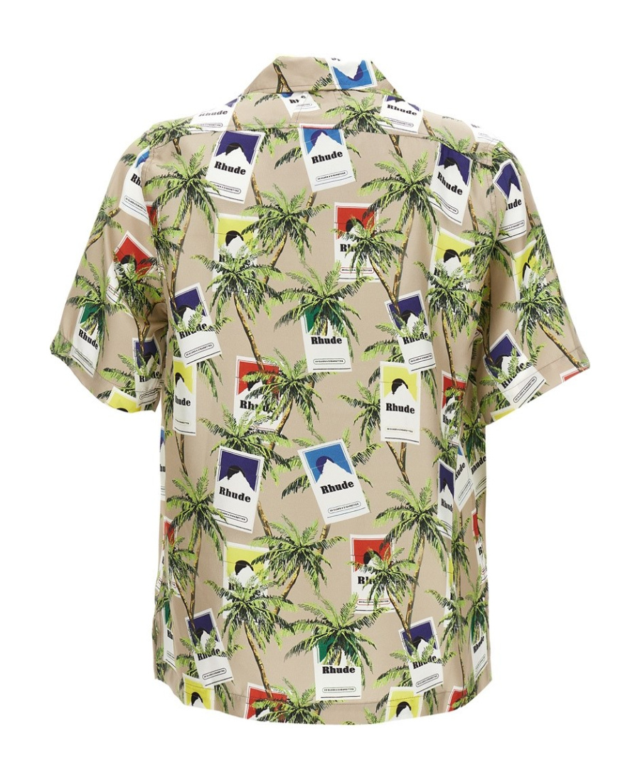 Rhude Cigarette Print Button Up In Nude