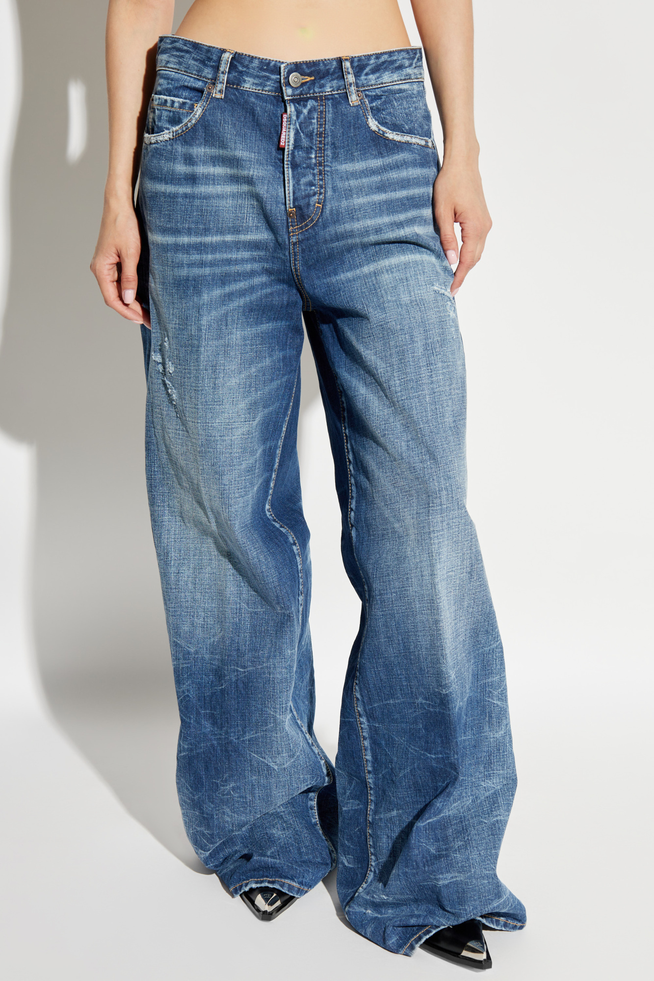 DSQUARED2 DSQUARED2 DISTRESSED WIDE-LEG DENIM JEANS
