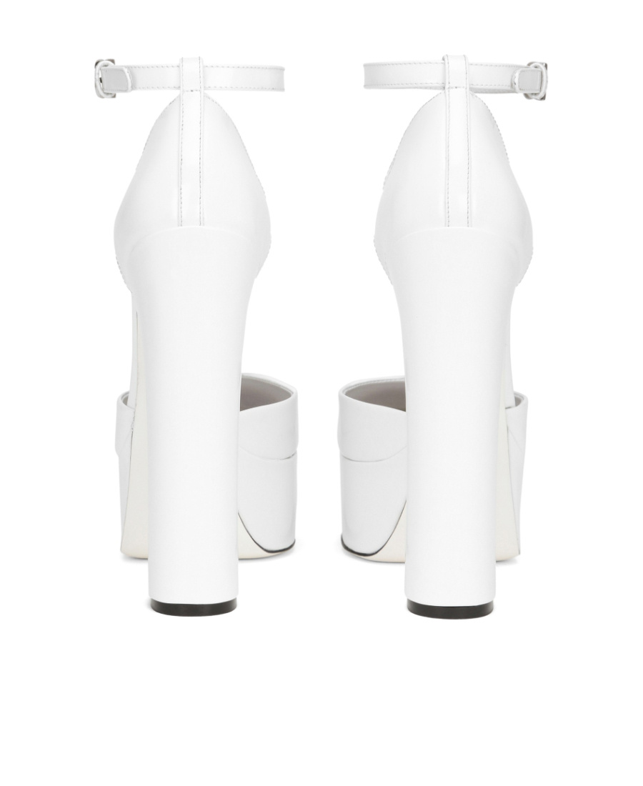 Dolce & Gabbana Smooth Platform Heel Sandals In White