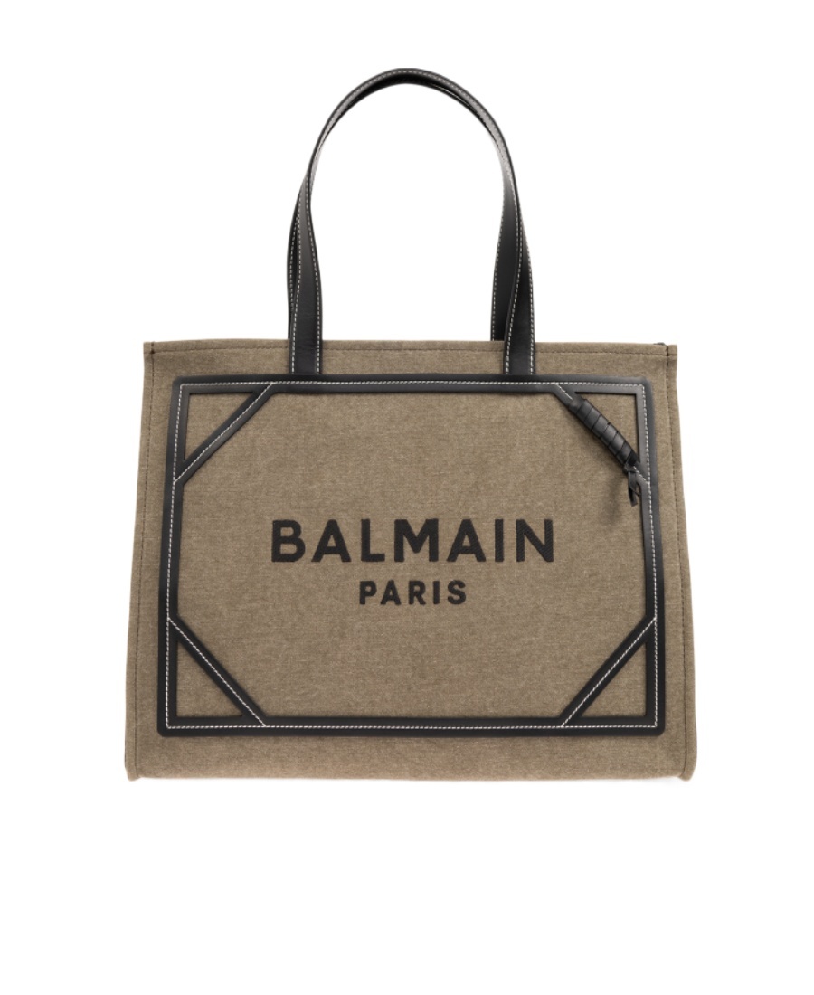 BALMAIN B-ARMY 42 CANVAS TOTE BAG WITH LEATHER DETAILS 