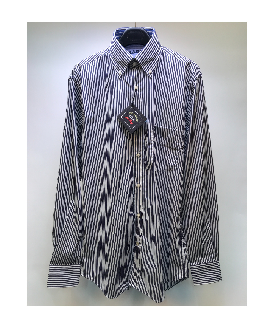 Shop Paul & Shark Lapel Long-sleeved Shirt In Gray