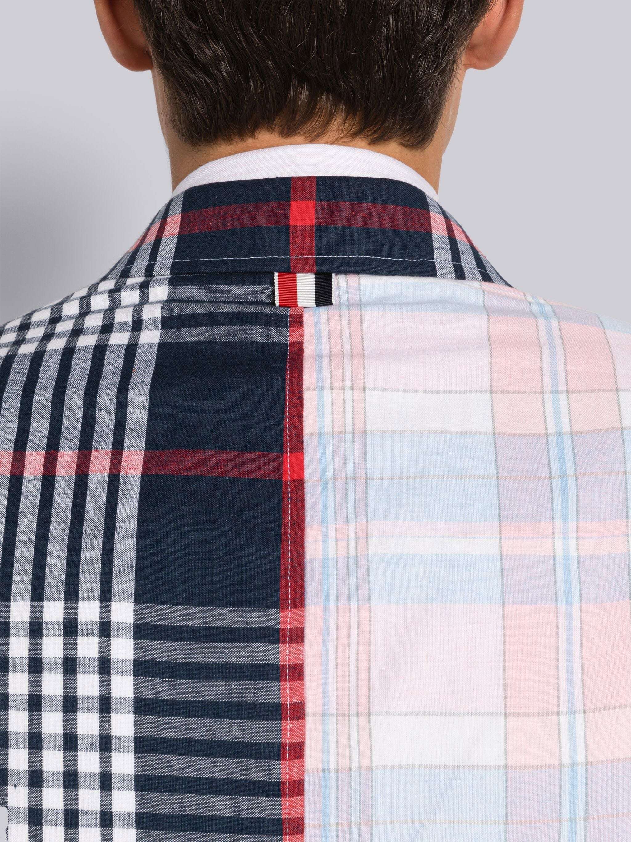 Shop Thom Browne Patchwork Plaid-print Blazer In Multicolor