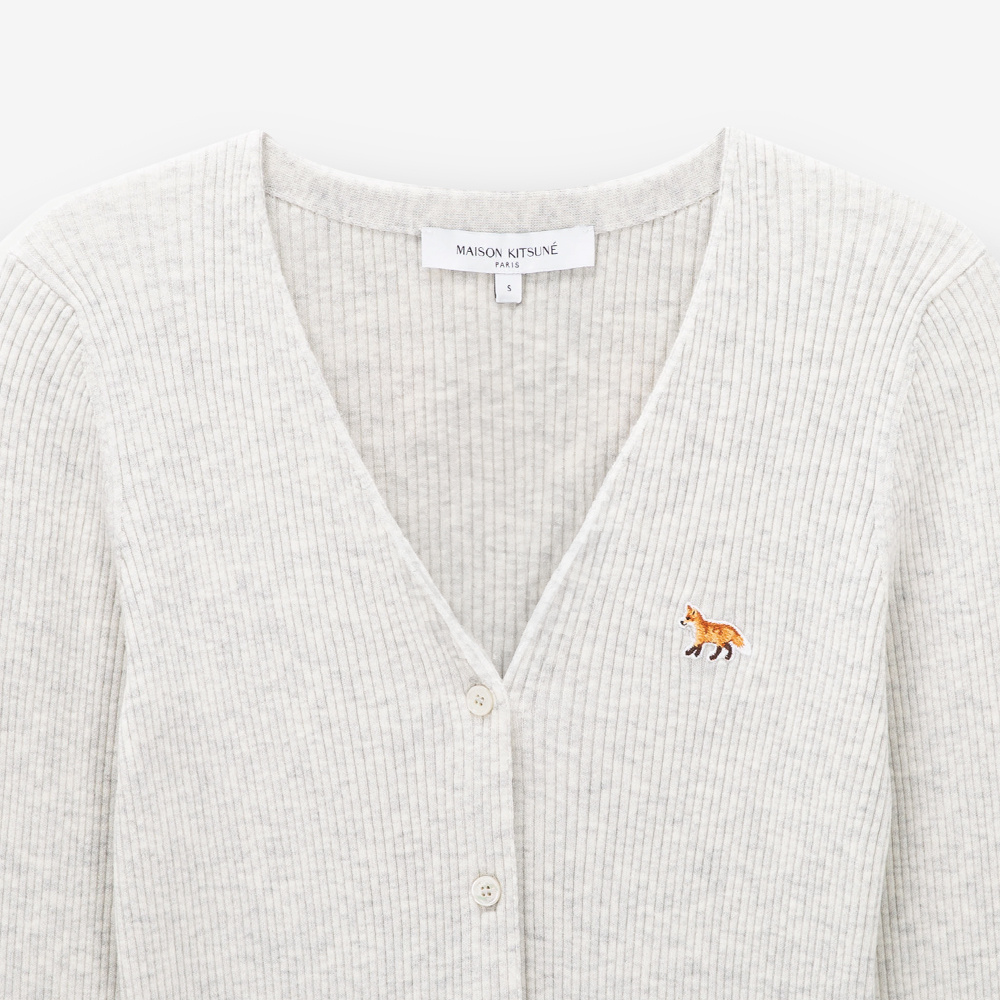 Maison Kitsuné Logo-patch V-neck Wool Cardigan In White