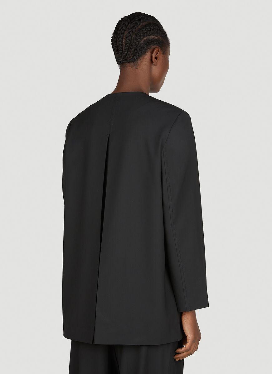 Ganni Scoop-neck Single-breasted Blazer In Black