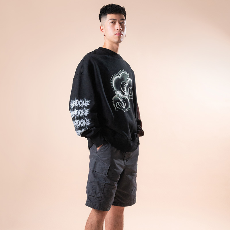 We11 Done Graphic-print Cotton Sweatshirt In Black