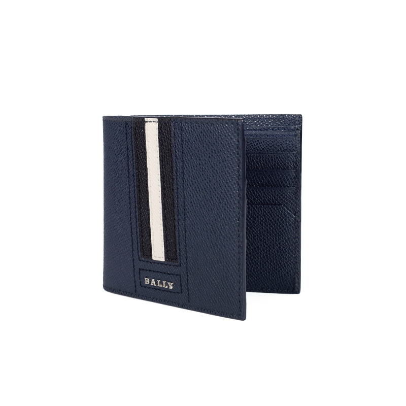 Bally Trasa Logo Plaque Bi-fold Wallet In Blue