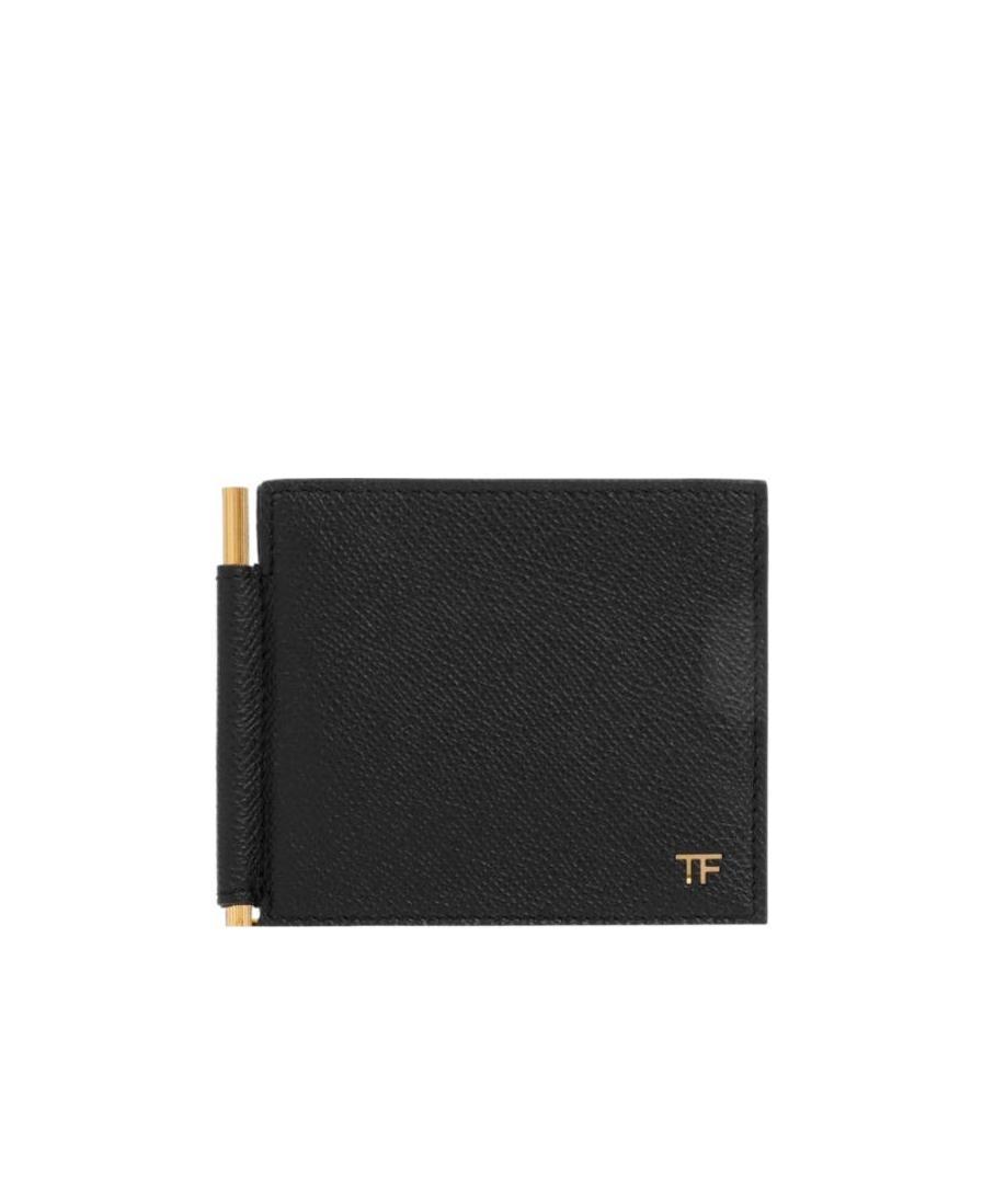 Tom Ford Folded Card Holder Textured Finish In Black