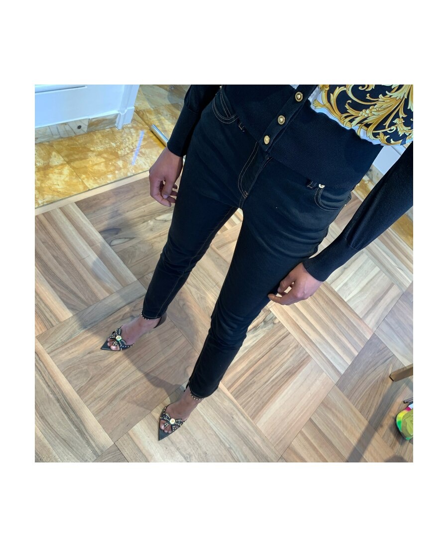 Versace Medusa Motif Skinny Jeans In Black
