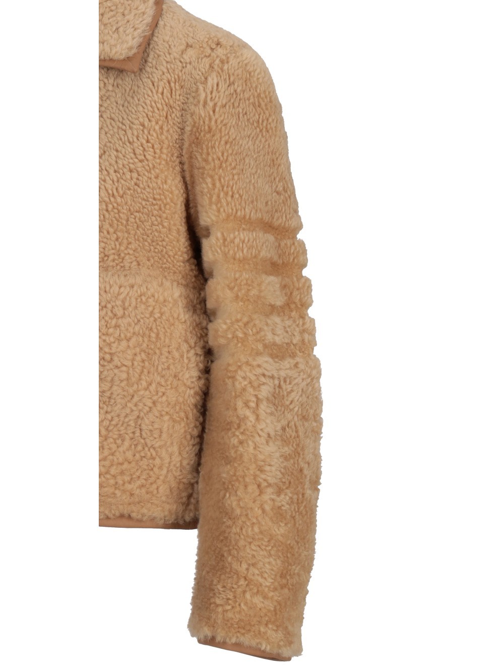 Thom Browne Shearling Collared Jacket Long Sleeves In Green