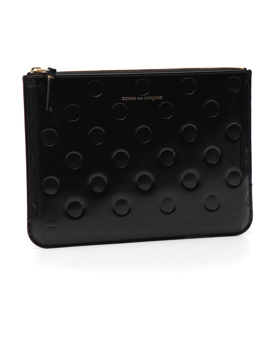 Comme Des Garçons Dot Embossed Zipped Wallet In Black