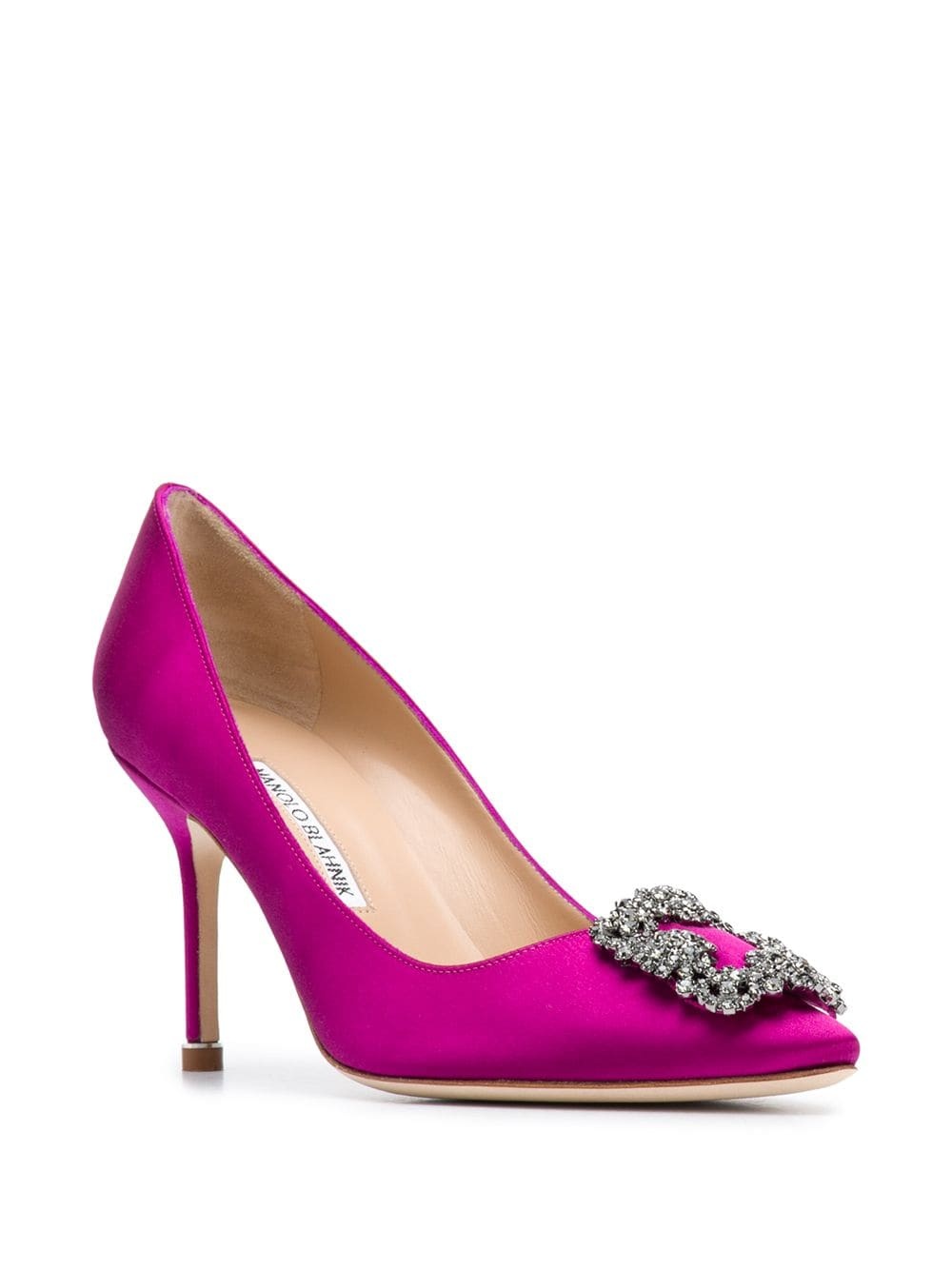 Manolo Blahnik Embellished Satin Pumps In Purple