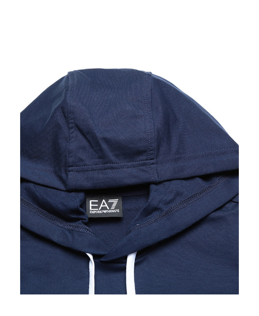 Ea7 Logo Hooded Sweater In Blue