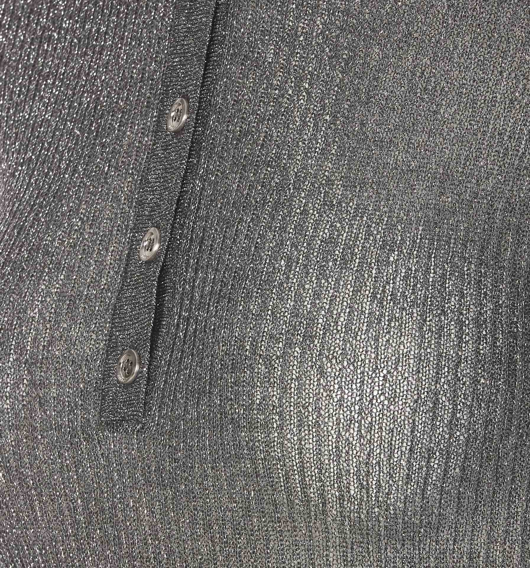PINKO LUREX OPEN-KNIT POLO TOP