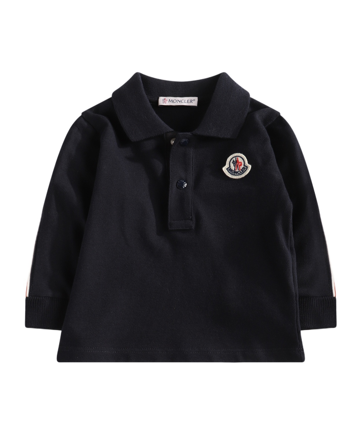 Moncler Tricolour-trimmed Long-sleeve Polo Shirt In Blue