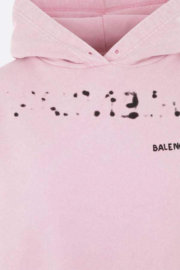 Balenciaga Hand Drawn-logo Cotton Hoodie In Pink