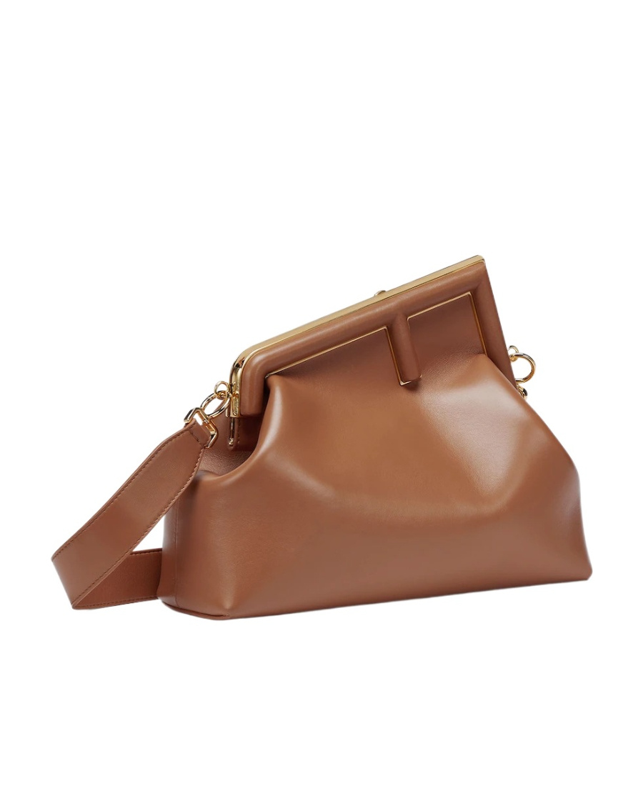 Fendi First Leather Shoulder Bag In Brown