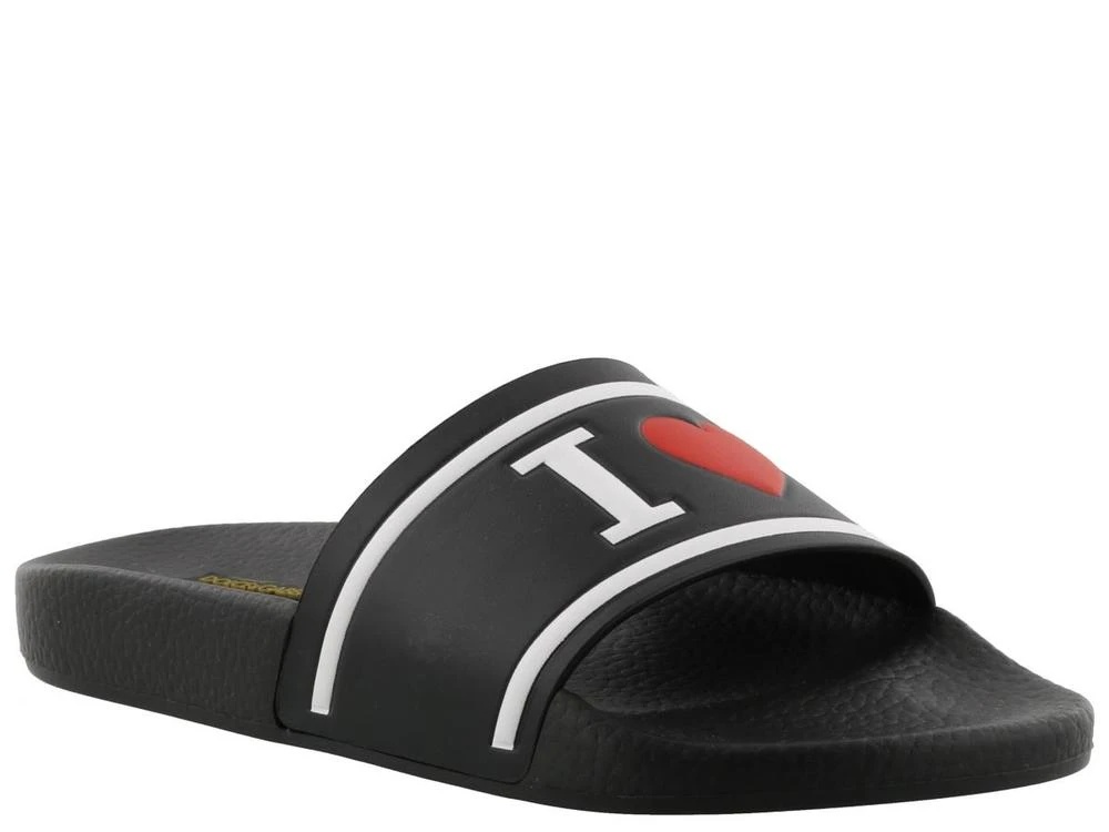 Dolce & Gabbana Elegant Black Leather Slide Sandals For Her In Black