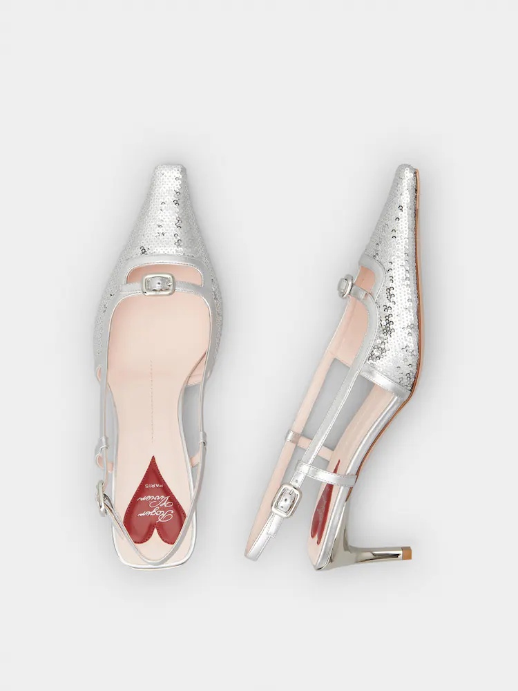 Roger Vivier Small Buckle Slingback Pumps In White