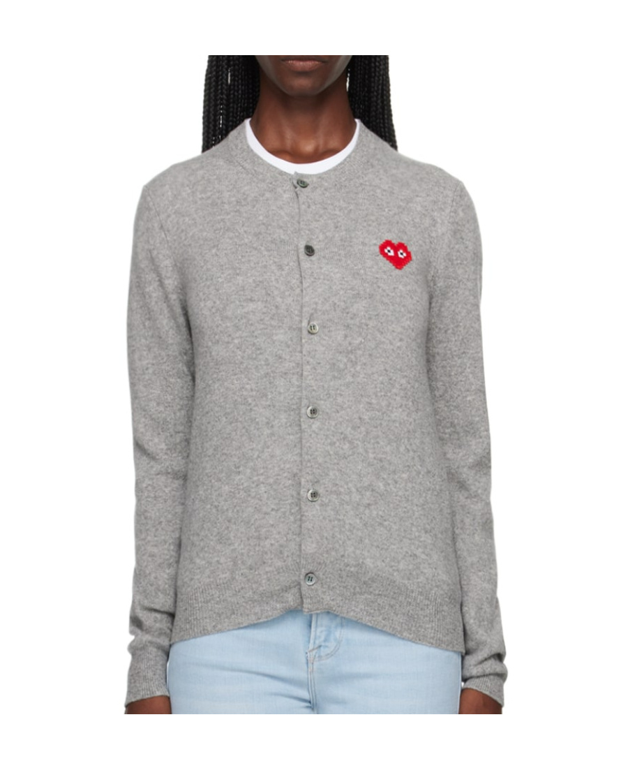 Comme Des Garçons Play Comme Des Gar Ç Ons Play X Invader Logo Cardigan In Gray