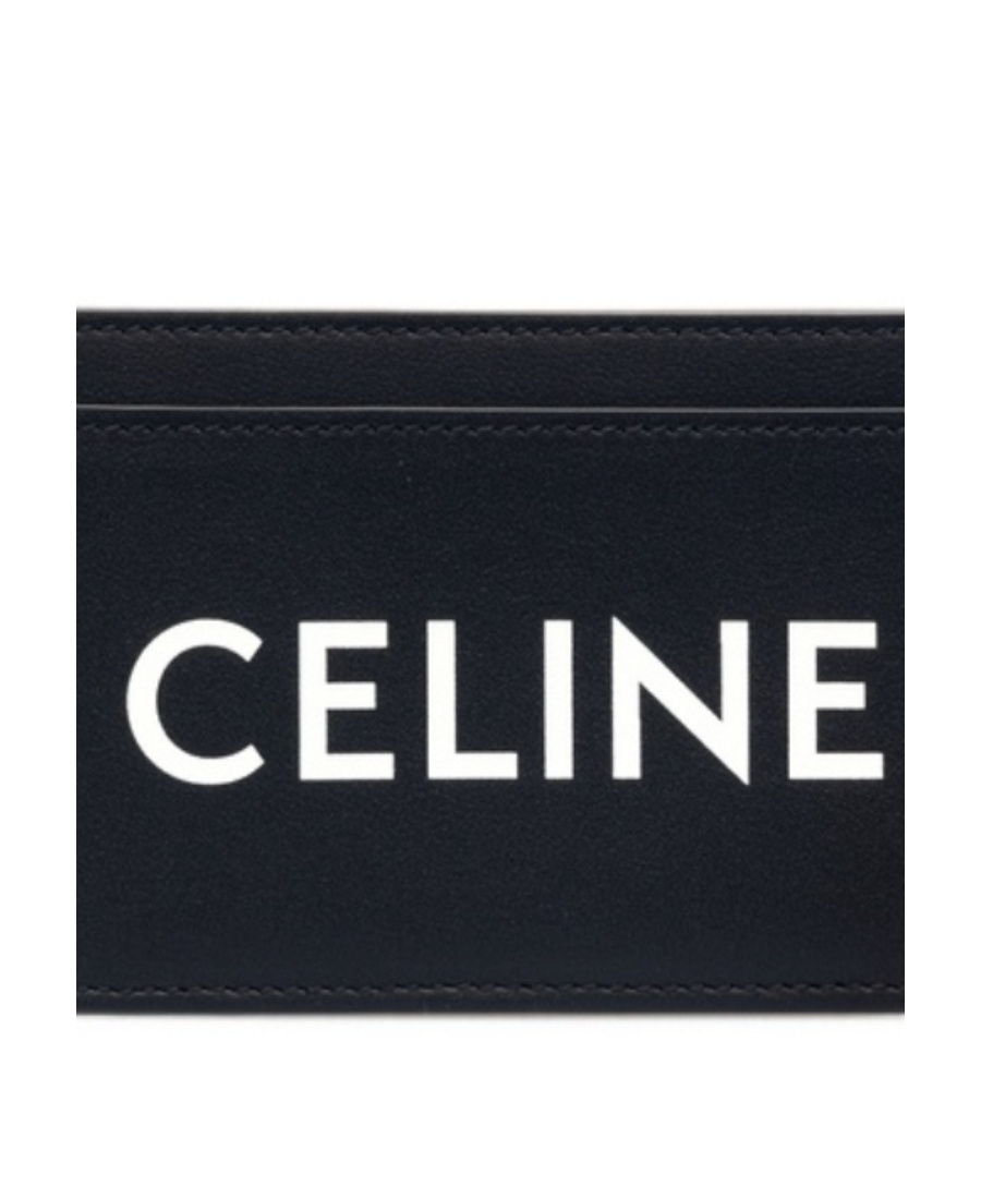 Celine Smooth Calf Leather Printed Card Bag In Black