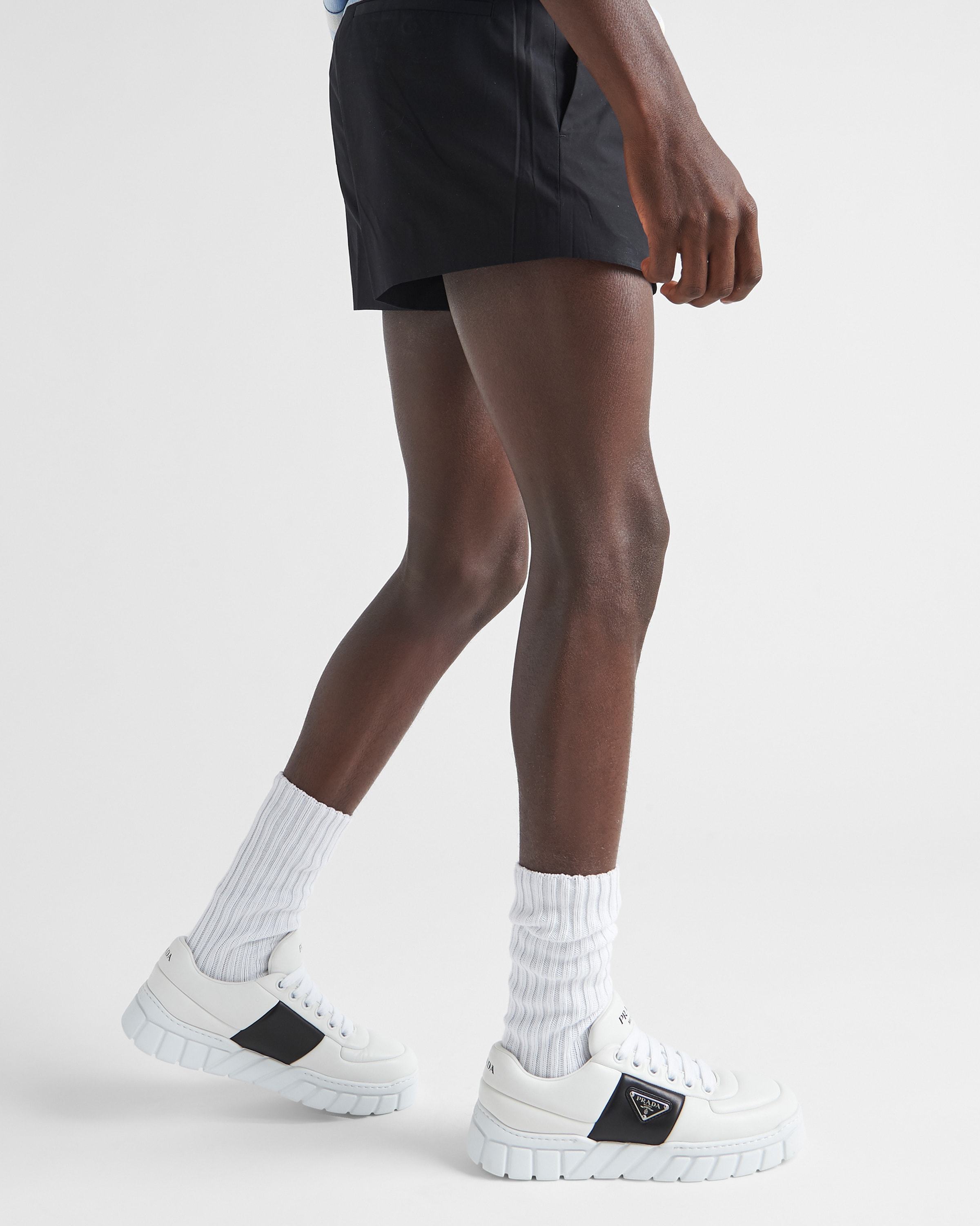 Prada Padded Leather Sneakers In White