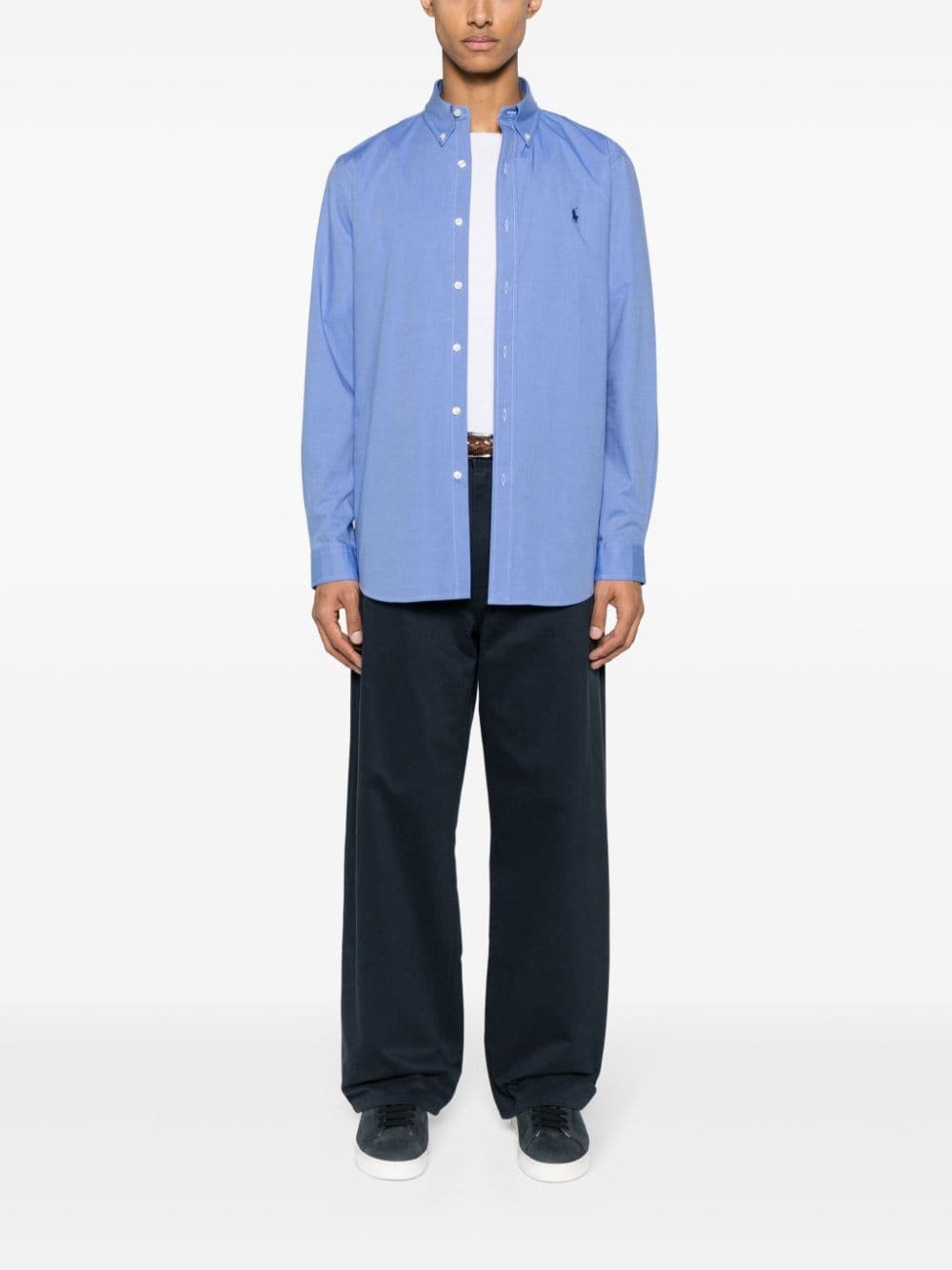 Polo Ralph Lauren Classic Fit Garment Dyed Oxford Shirt Bastille Blue In Blue