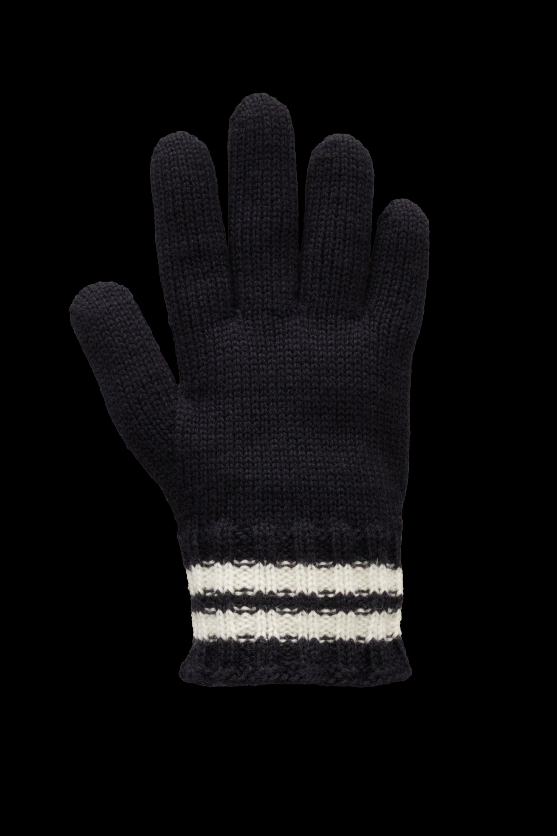Moncler Logo-patch Striped Gloves In Black